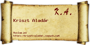 Kriszt Aladár névjegykártya